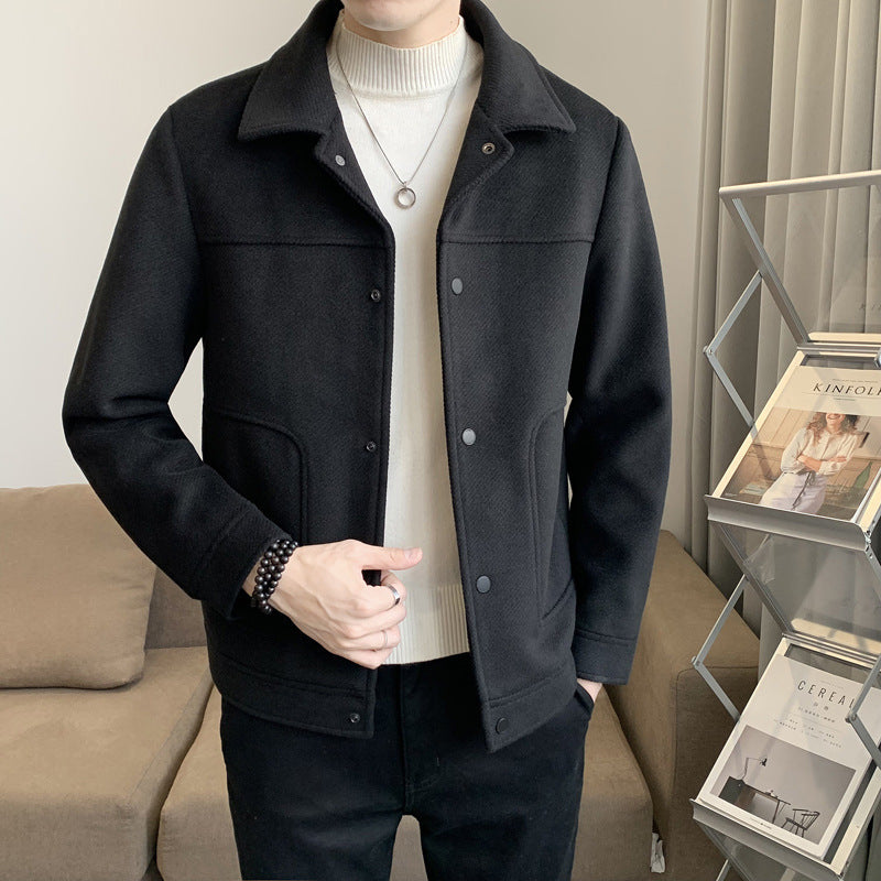 Men's jacket autumn and winter Korean style fashionable slim casual woolen men's short woolen thick all-matching coat men