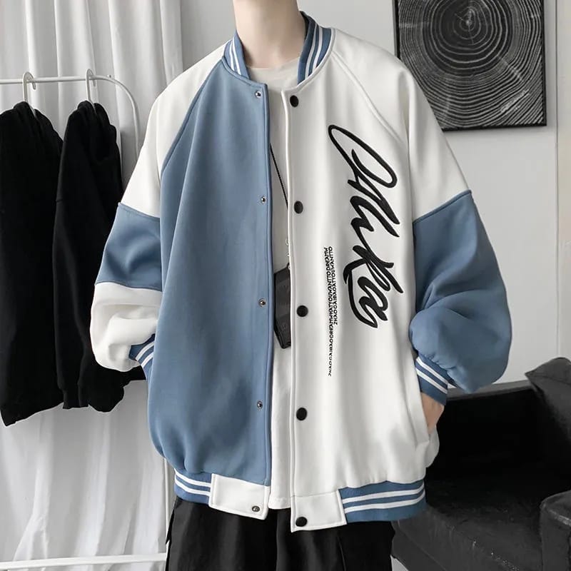American Baseball Suit Men's Spring and Autumn Embroidered Design Sense Stitching Contrast Jacket ins Trendy Loose All-match Student Jacket