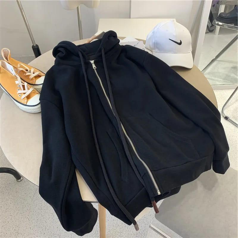 Self-Retained Style Casual Versatile Hooded Sweatshirt for Women 2025 Autumn and Winter New Half-Zip Loose Long-Sleeve Top